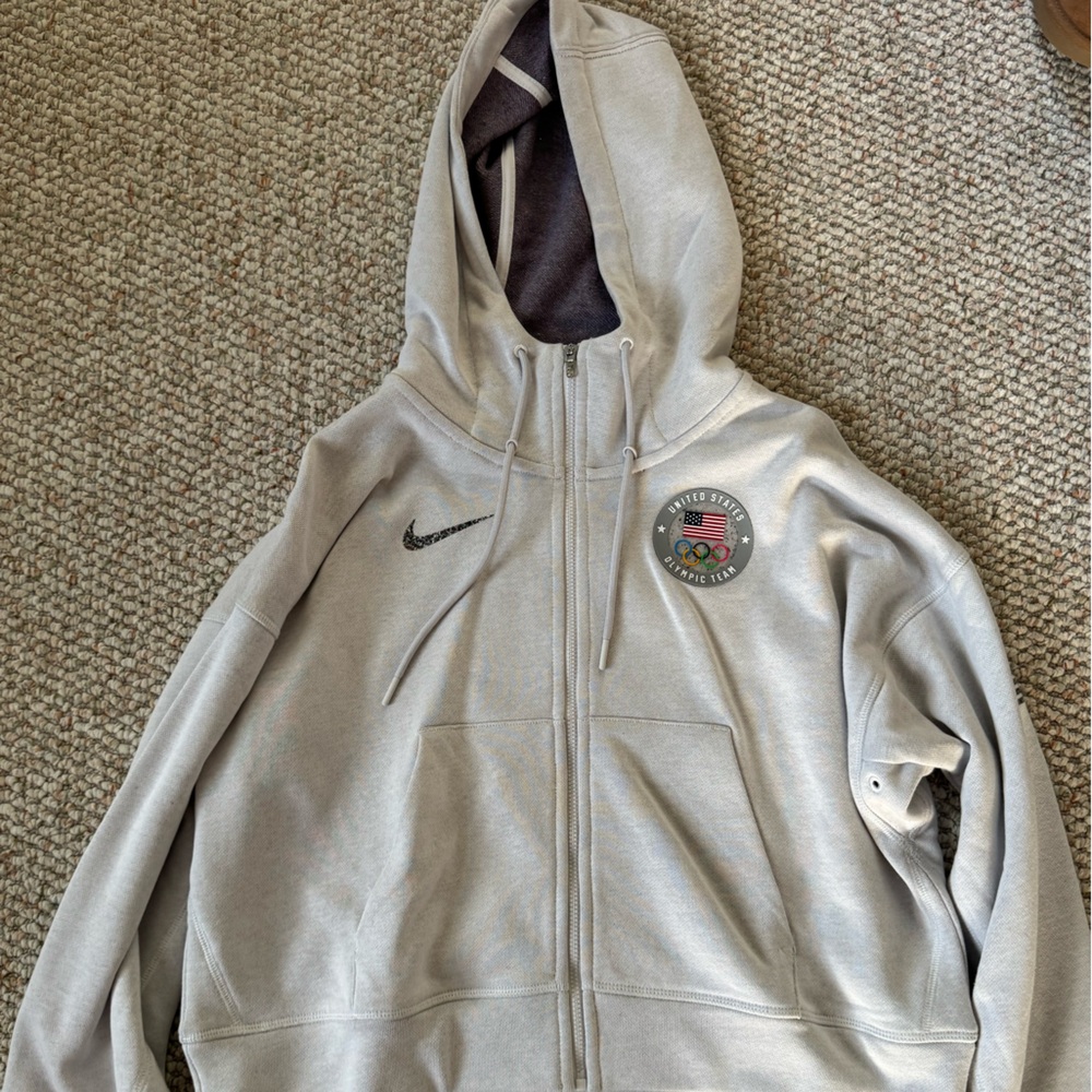 Nike Women's U.S. Olympic Light Gray Zip-Up Hoodie Size XS